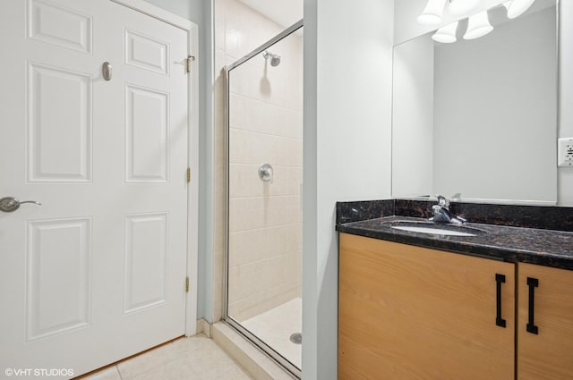 911 Busse Hwy Unit 302, Park Ridge, IL 60068 - bathroom with a stall shower, vanity, and tile patterned flooring
