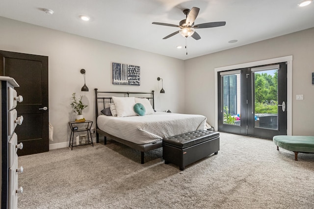 4203 Curtis Meadow Dr, Champaign, IL 61822 - carpeted bedroom featuring access to outside, a ceiling fan, and recessed lighting