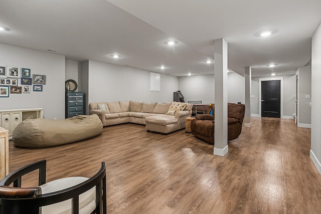 4203 Curtis Meadow Dr, Champaign, IL 61822 - living room featuring wood finished floors and recessed lighting