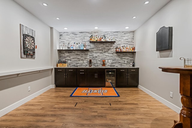 4203 Curtis Meadow Dr, Champaign, IL 61822 - indoor wet bar featuring wine cooler, recessed lighting, and light wood finished floors