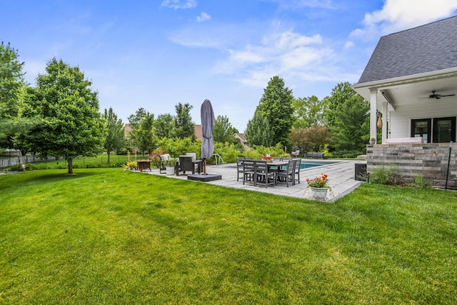 4203 Curtis Meadow Dr, Champaign, IL 61822 - view of yard featuring a patio and a ceiling fan