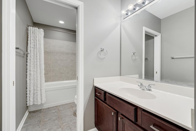 965 Rogers St Unit 208, Downers Grove, IL 60515 - full bathroom with vanity, shower / bath combo, and tile patterned flooring