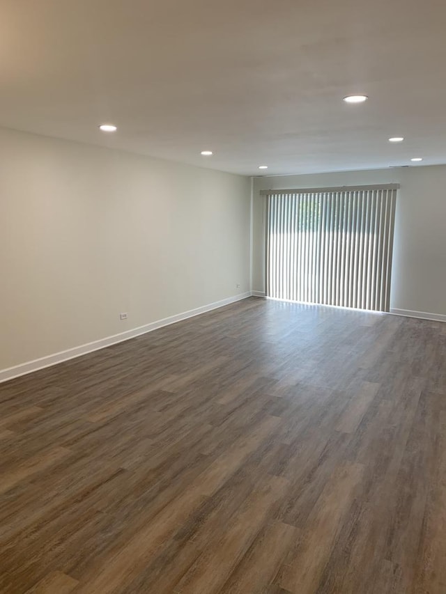 245 Park Ln Unit 208, Palatine, IL 60074 - empty room with recessed lighting, dark wood-style floors, and baseboards