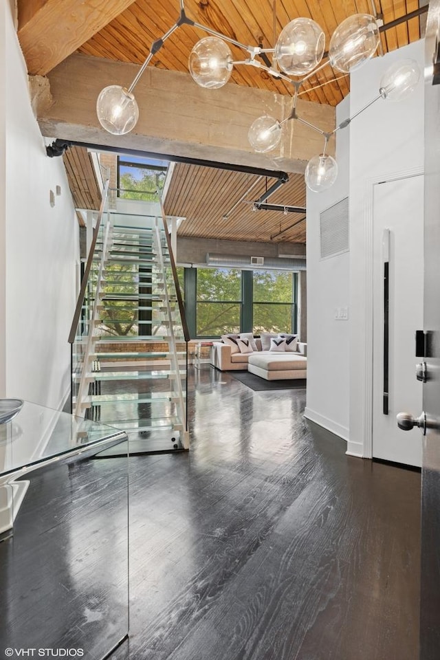 411 W Ontario St Unit 201-302, Chicago, IL 60654 - common area with wood ceiling and stairs