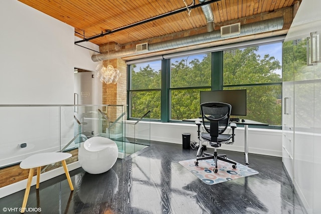 411 W Ontario St Unit 201-302, Chicago, IL 60654 - home office featuring wood ceiling and baseboards