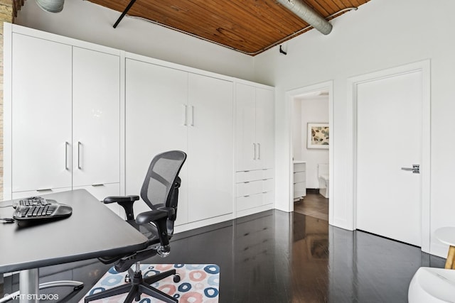 411 W Ontario St Unit 201-302, Chicago, IL 60654 - office featuring wood ceiling and dark wood-type flooring