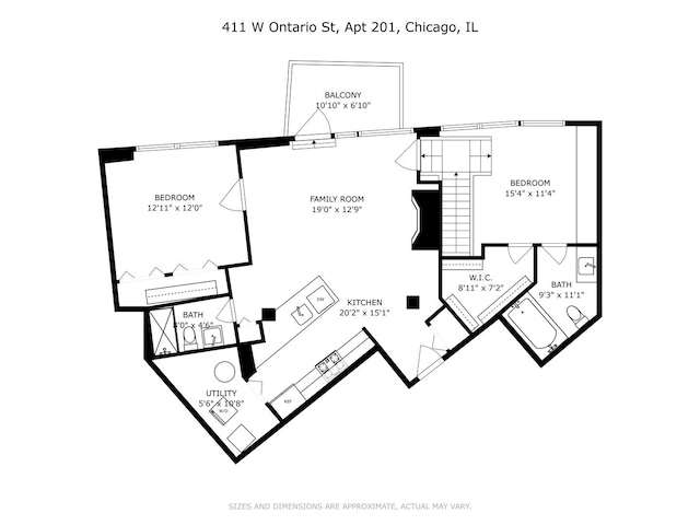 411 W Ontario St Unit 201-302, Chicago, IL 60654 - floor plan / room layout
