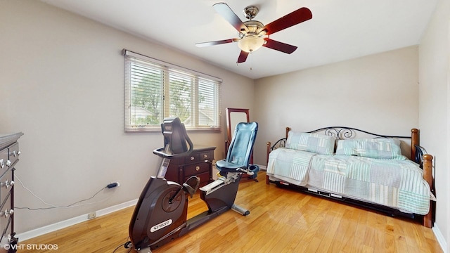 2443 Maple St, River Grove, IL 60171 - bedroom with baseboards, light wood finished floors, and ceiling fan