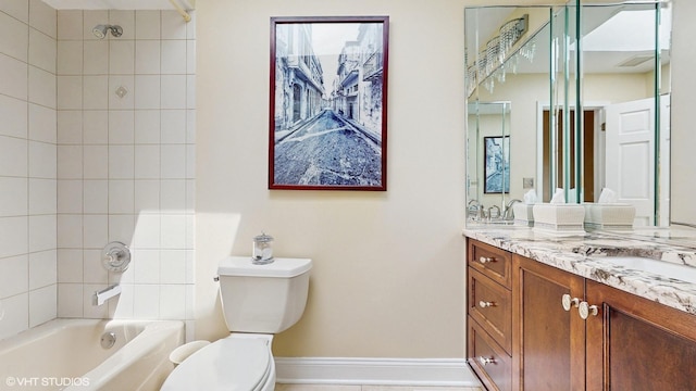 2443 Maple St, River Grove, IL 60171 - full bathroom featuring double vanity, toilet, baseboards, and  shower combination