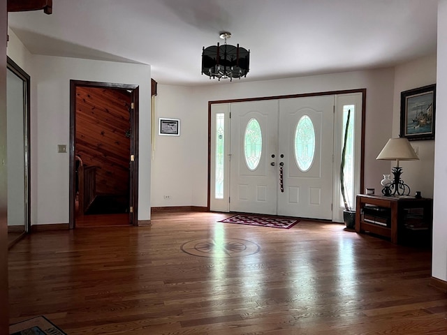 38W361 Binnie Rd, Dundee, IL 60118 - entryway with a chandelier, wood finished floors, and baseboards