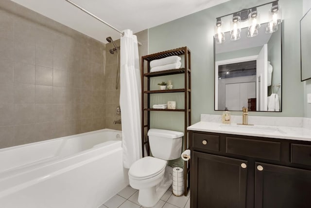 1110 W 15th St Unit 228, Chicago, IL 60608 - full bathroom with shower / bath combo, tile patterned flooring, toilet, and vanity