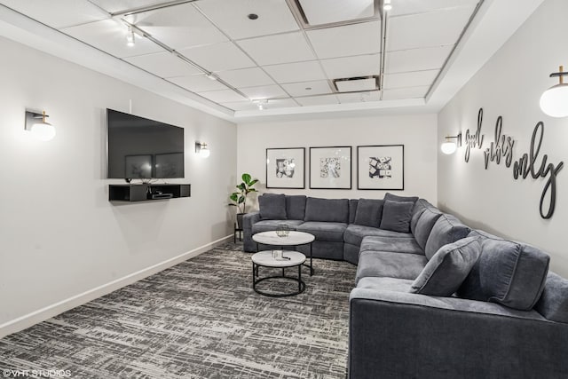30 E Huron St Unit 3109, Chicago, IL 60611 - living area featuring carpet floors, baseboards, and rail lighting