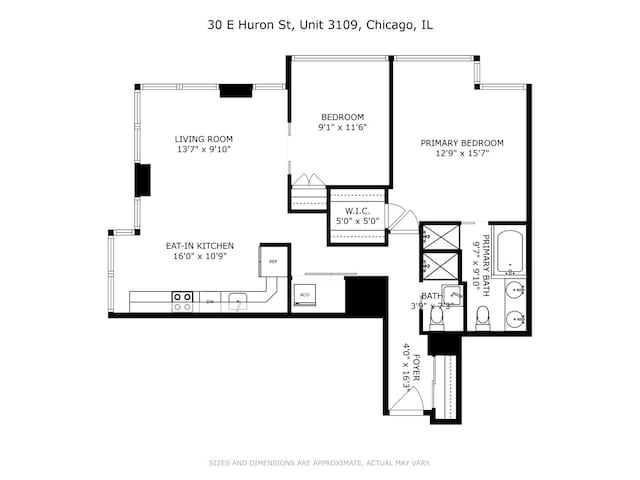 30 E Huron St Unit 3109, Chicago, IL 60611 - floor plan / room layout