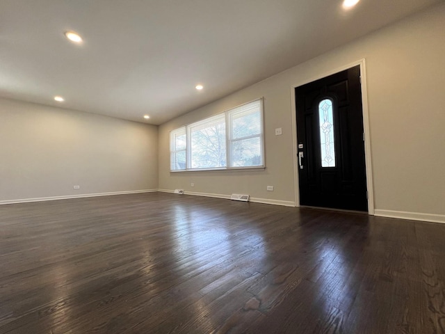 14425 Sanderson Ave, Dolton, IL 60419 - entrance foyer with dark wood-style flooring, baseboards, and recessed lighting