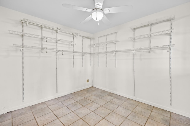 5110 W Lake Shore Dr, Wonder Lake, IL 60097 - spacious closet with ceiling fan and light tile patterned floors