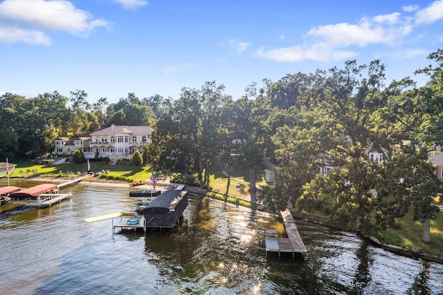 5110 W Lake Shore Dr, Wonder Lake, IL 60097 - dock area featuring a water view and view of wooded area