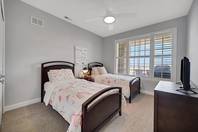 50 N Plum Grove Rd Unit 502E, Palatine, IL 60067 - bedroom featuring baseboards, light colored carpet, and ceiling fan