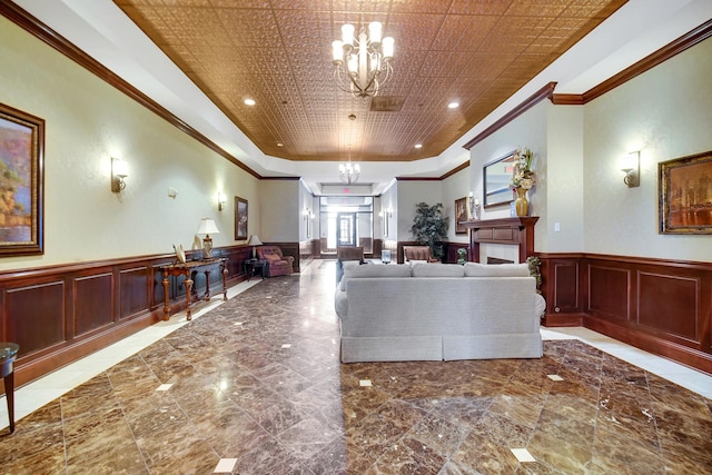 50 N Plum Grove Rd Unit 502E, Palatine, IL 60067 - community lobby with a decorative wall, ornamental molding, and a wainscoted wall