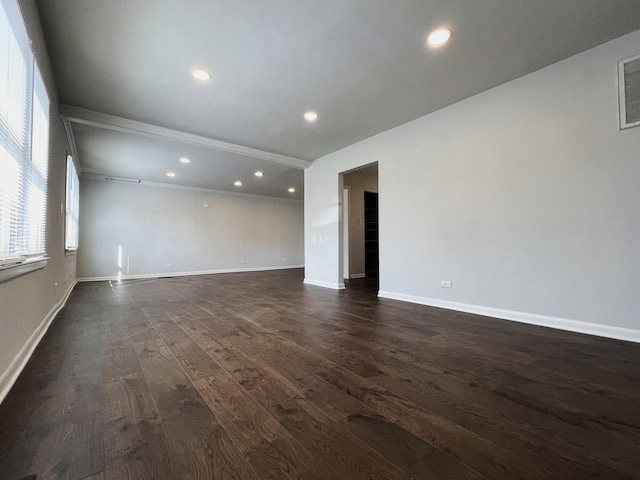 3403 Susan Ln, Steger, IL 60475 - empty room featuring dark wood-style floors, baseboards, and recessed lighting
