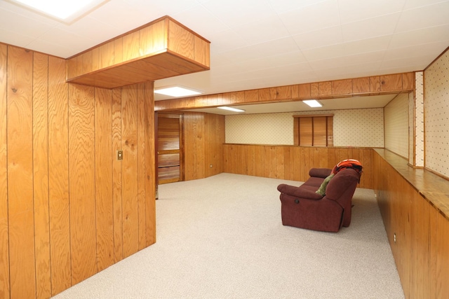 1N485 Neltnor Blvd, West Chicago, IL 60185 - sitting room with carpet flooring, wood walls, wallpapered walls, and wainscoting