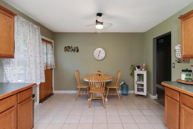4649 Circle Dr, Heyworth, IL 61745 - dining space featuring a ceiling fan and light tile patterned floors