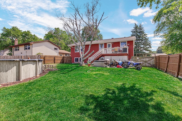2105 Sanford Ave, New Lenox, IL 60451 - rear view of property with a fenced backyard, a wooden deck, and stairs