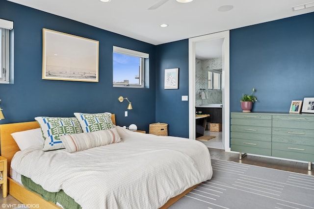 1233 N Paulina St Unit 3N, Chicago, IL 60622 - bedroom with recessed lighting, ensuite bath, and wood finished floors