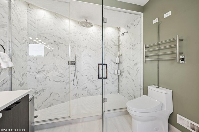 1233 N Paulina St Unit 3N, Chicago, IL 60622 - bathroom featuring a marble finish shower, toilet, and vanity