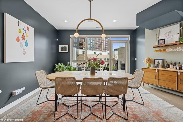 1233 N Paulina St Unit 3N, Chicago, IL 60622 - dining room featuring wood finished floors, baseboards, and recessed lighting