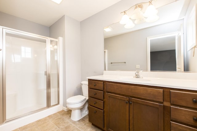2521 Fox Trot Trl, Bloomington, IL 61705 - full bath with toilet, a shower stall, vanity, and tile patterned flooring