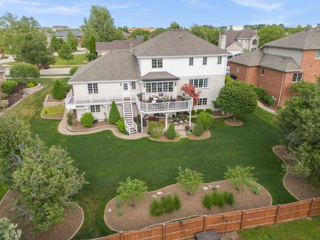 18210 W Winds Ln, Orland Park, IL 60467 - back of property with a deck, stairs, a patio area, roof with shingles, and a residential view