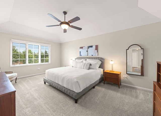 18210 W Winds Ln, Orland Park, IL 60467 - carpeted bedroom with baseboards, lofted ceiling, and ceiling fan