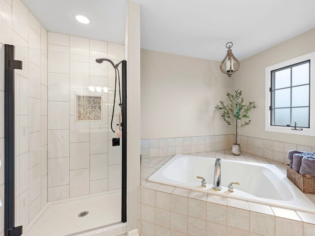 18210 W Winds Ln, Orland Park, IL 60467 - bathroom featuring a garden tub, a shower stall, and recessed lighting
