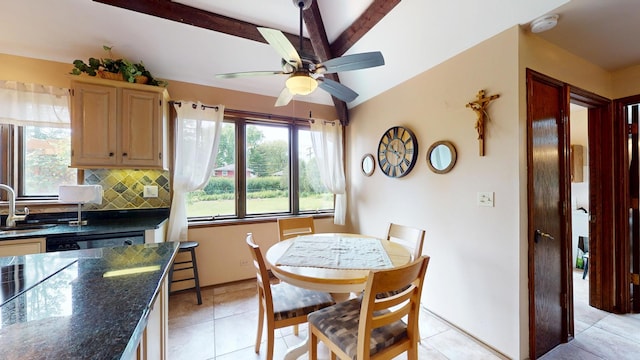 209 Viola Ln, Prospect Heights, IL 60070 - dining space with a ceiling fan and light tile patterned flooring