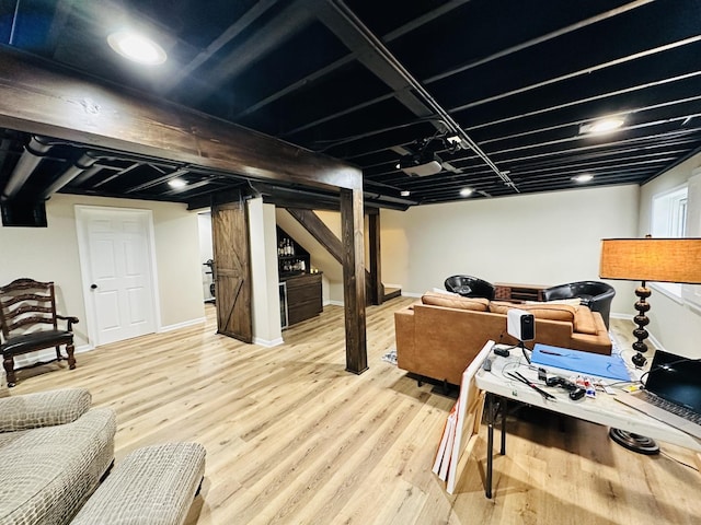 963 Oak Ridge Blvd, Elgin, IL 60120 - finished below grade area with wood finished floors and baseboards