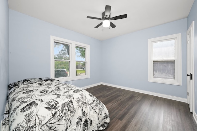 306 Barry Ave, Lockport, IL 60441 - bedroom featuring dark wood finished floors, baseboards, and a ceiling fan