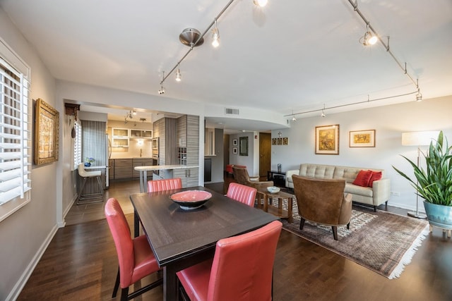 1419 Bonnie Brae Pl Unit 3B, River Forest, IL 60305 - dining area with track lighting and dark wood-style flooring