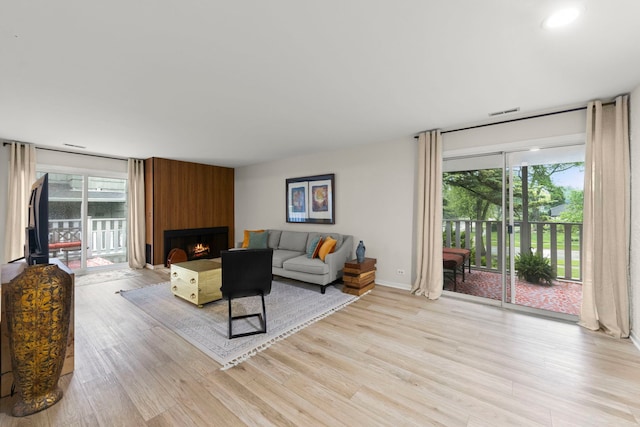 2051 Creekside Dr Unit 2-2, Wheaton, IL 60189 - living room featuring light wood-style floors, a fireplace, baseboards, and recessed lighting