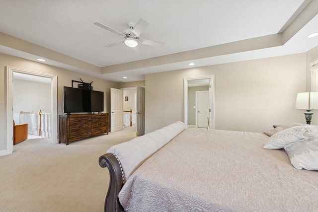 131 N Wilmette Ave, Westmont, IL 60559 - bedroom featuring light colored carpet, recessed lighting, ceiling fan, and baseboards