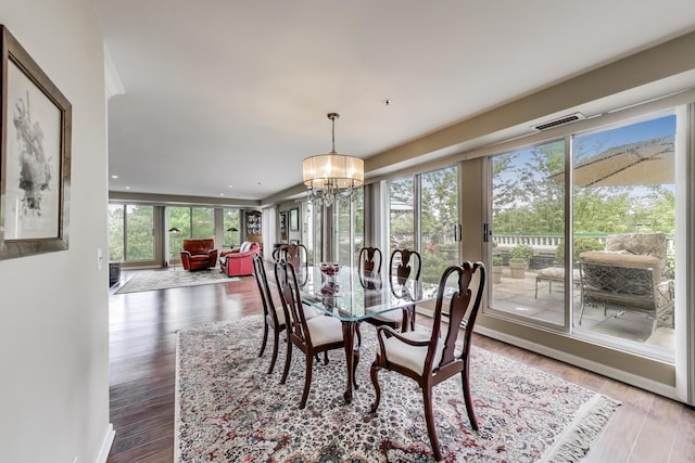 2050 Arbor Ln Unit 301, Northfield, IL 60093 - dining room with healthy amount of natural light, a chandelier, and wood finished floors
