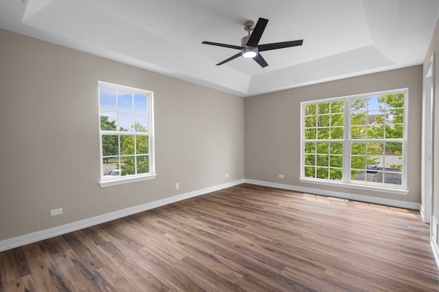 1944 Sundrop Ct Unit 0, Bartlett, IL 60103 - empty room featuring a raised ceiling, plenty of natural light, baseboards, and wood finished floors