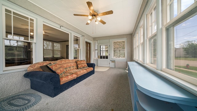 110 E Center St, Mount Morris, IL 61054 - sunroom with healthy amount of natural light and ceiling fan