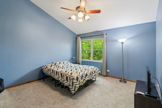 35 Terrace Ln Unit C, Lake Zurich, IL 60047 - carpeted bedroom with lofted ceiling, a ceiling fan, and baseboards