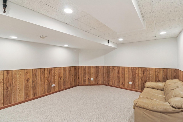 35 Terrace Ln Unit C, Lake Zurich, IL 60047 - sitting room with a paneled ceiling, wainscoting, recessed lighting, and carpet