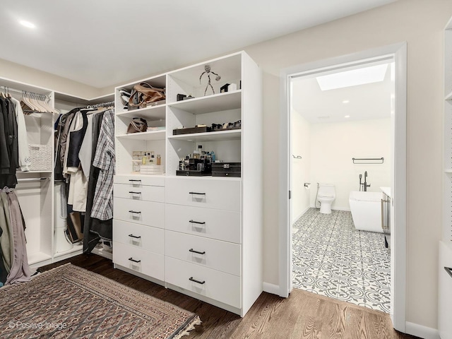 9 Charleston Rd, Hinsdale, IL 60521 - spacious closet with a skylight and dark wood-style floors