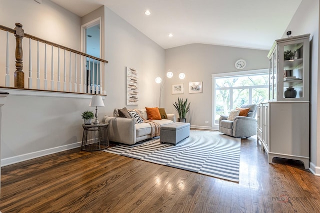 826 Midway Rd, Northbrook, IL 60062 - living room with wood finished floors, lofted ceiling, baseboards, and recessed lighting