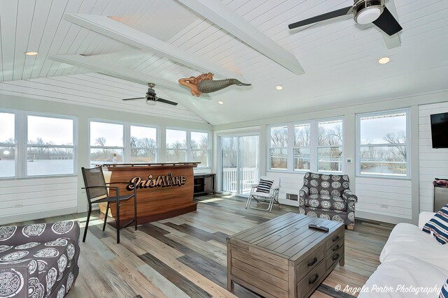 41653 N Lotus Ave, Antioch, IL 60002 - sunroom with wood finished floors, a deck with water view, and recessed lighting