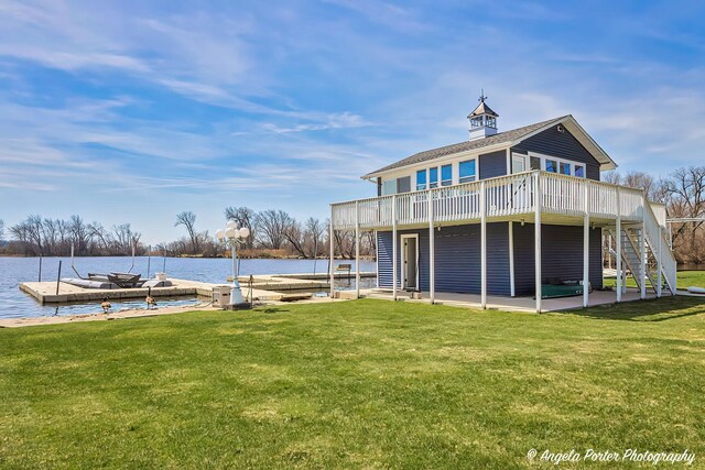 41653 N Lotus Ave, Antioch, IL 60002 - dock with a yard, a patio area, stairway, and a deck with water view