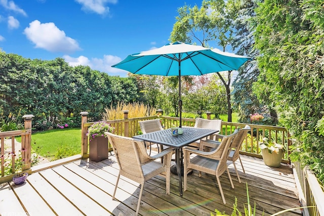 1014 Douglas Ave, Flossmoor, IL 60422 - wooden terrace featuring outdoor dining space and a yard