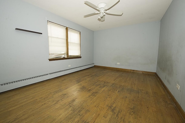 4033 N Austin Ave, Chicago, IL 60634 - unfurnished room featuring wood finished floors, baseboard heating, ceiling fan, and baseboards